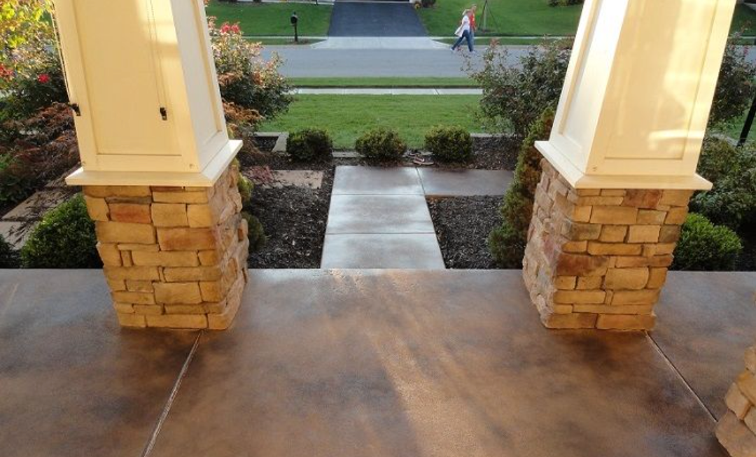 stained concrete patio and walkway