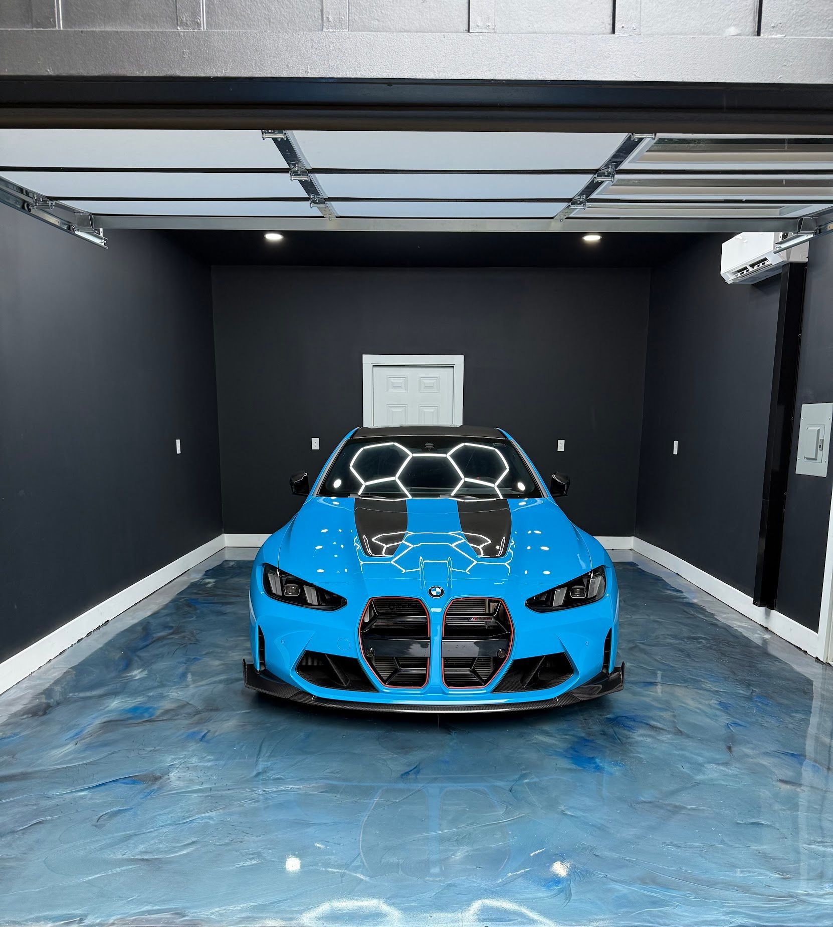Zachary Daniel Concrete applied light blue epoxy flooring in a warehouse in Rock Hill, South Carolina.