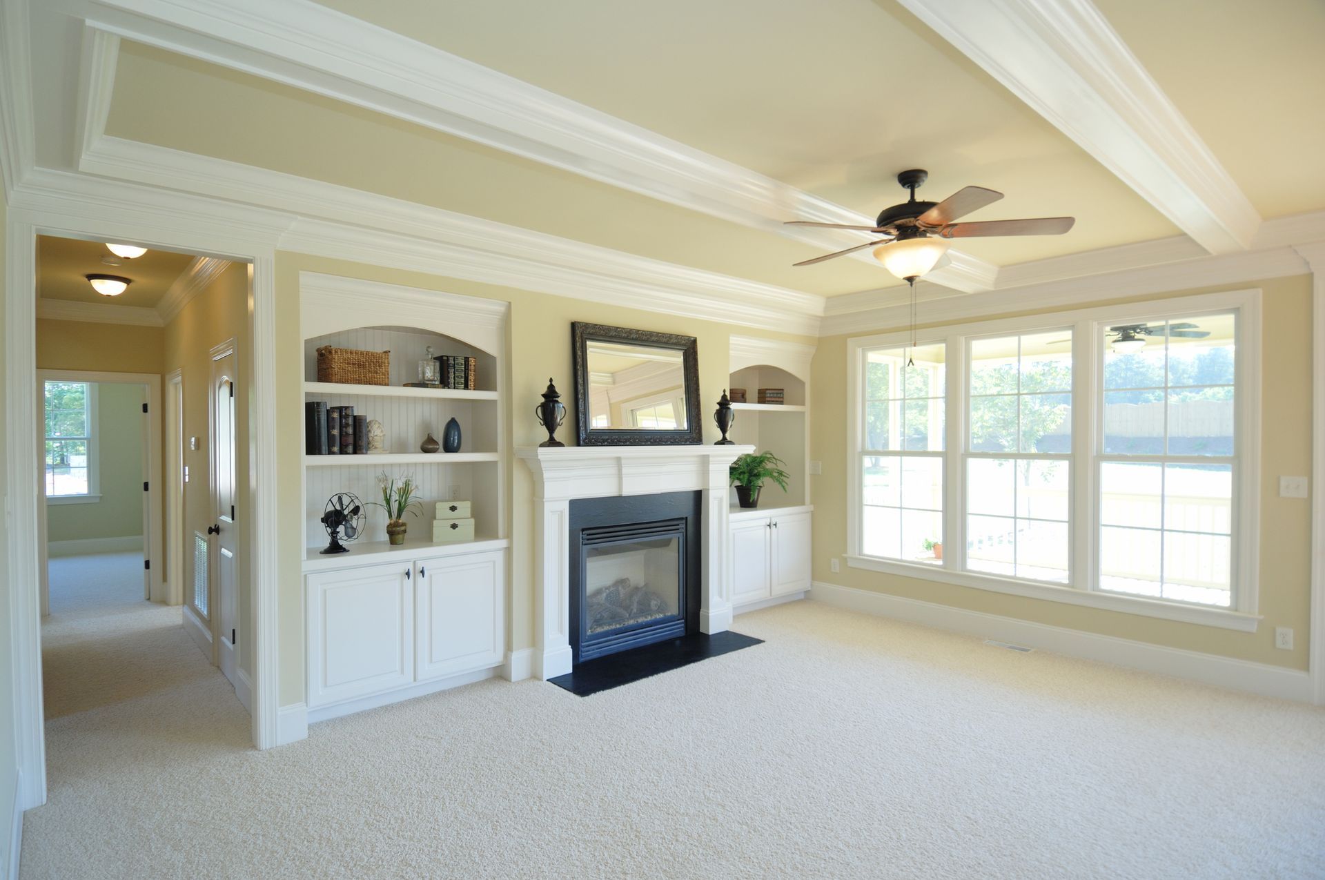 Overhead View Of Person Vacuuming The Carpet — Destin, FL — Destin Premier Carpet Cleaning