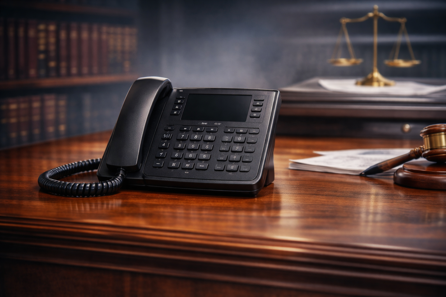 Phone on desk at law firm