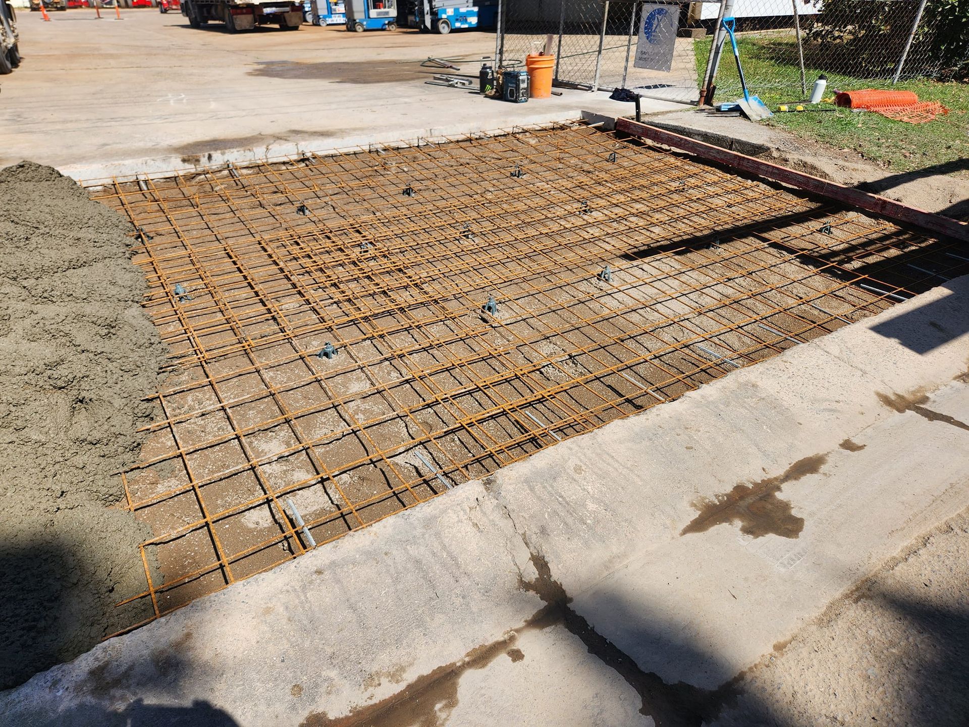 Concrete Slab Under Construction, Showing Rebar Grid — AGM HIRE NQ in Condon, QLD