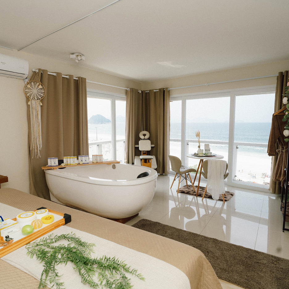 Spa com vista para o mar do Othon Palace Copacabana Rio em Copacabana no Rio de Janeiro.