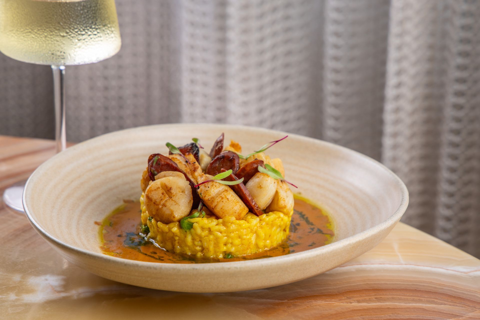 Risoto de vieira com bisque

