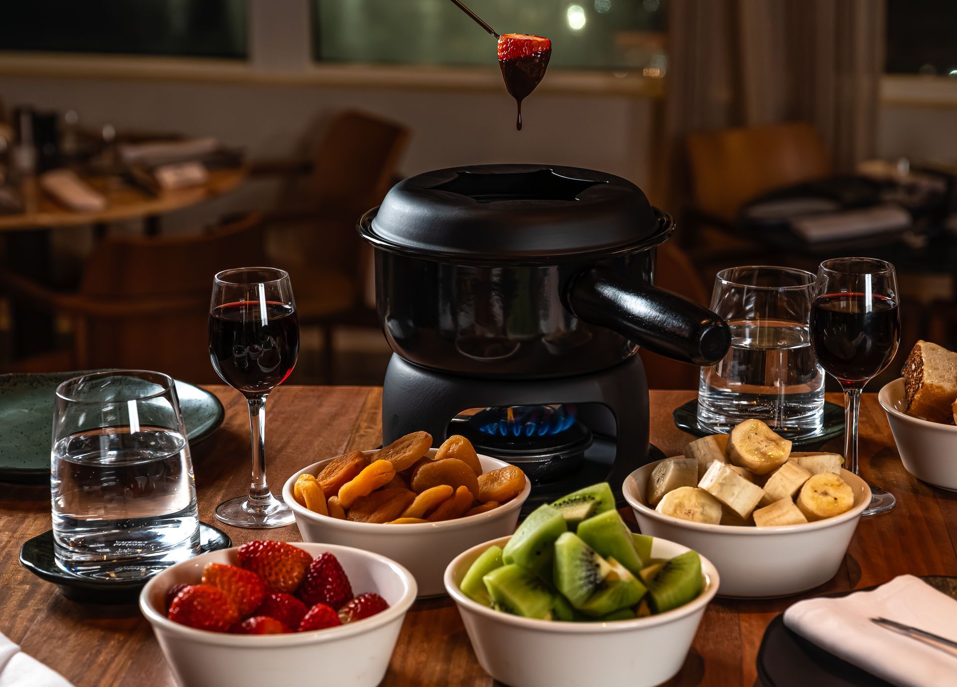 Foundue de chocolate do Festival de Fondue do Skylab do Othon Palace Copacabana Rio do Rio de Janeiro.