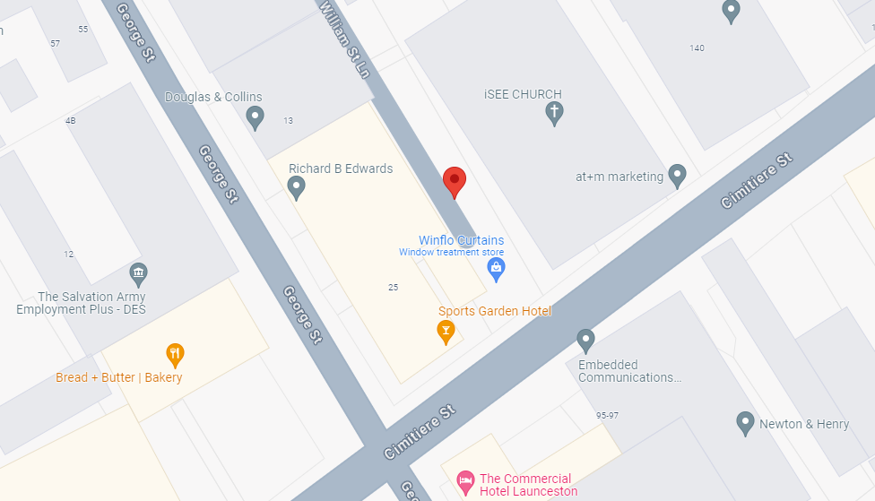 Map of an area, red marker indicating 