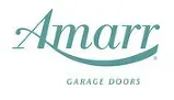 Amarr Garage Doors logo in teal and gray text on a white background
