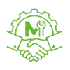 Green handshake logo with a house outline and person icon inside.