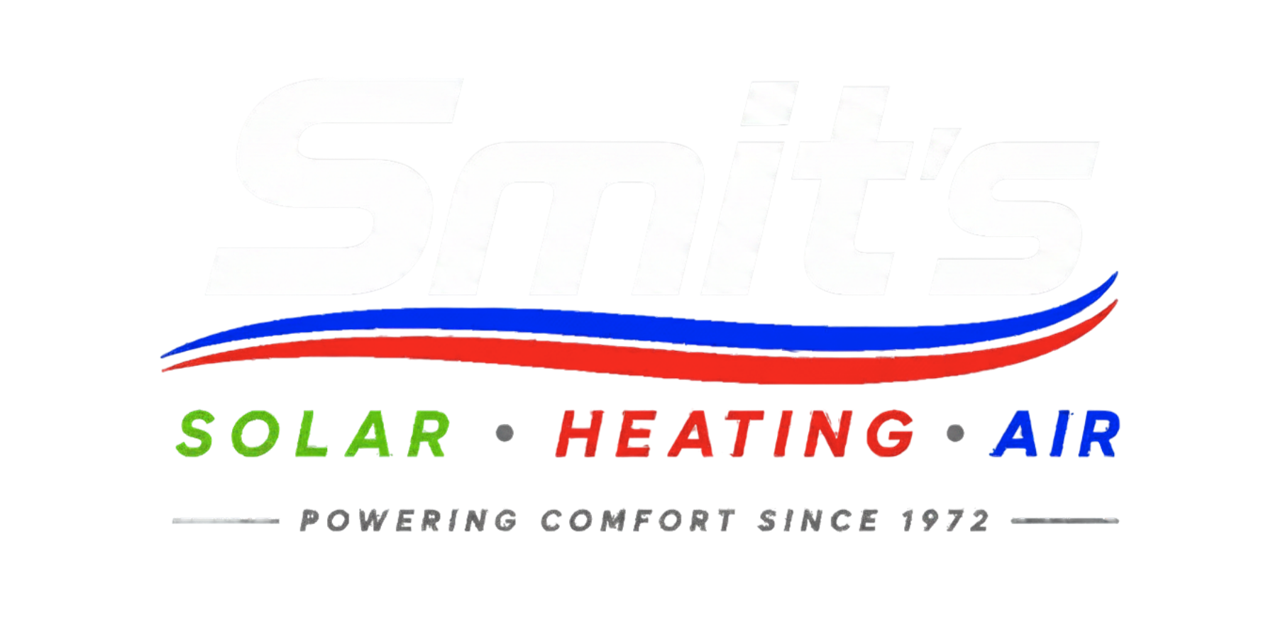 Solar Heating Air logo with red and blue swoosh and tagline “Powering Comfort Since 1972”