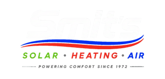 Solar Heating Air logo with red and blue swoosh and tagline “Powering Comfort Since 1972”