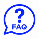Blue FAQ speech bubble with a question mark icon on a white background