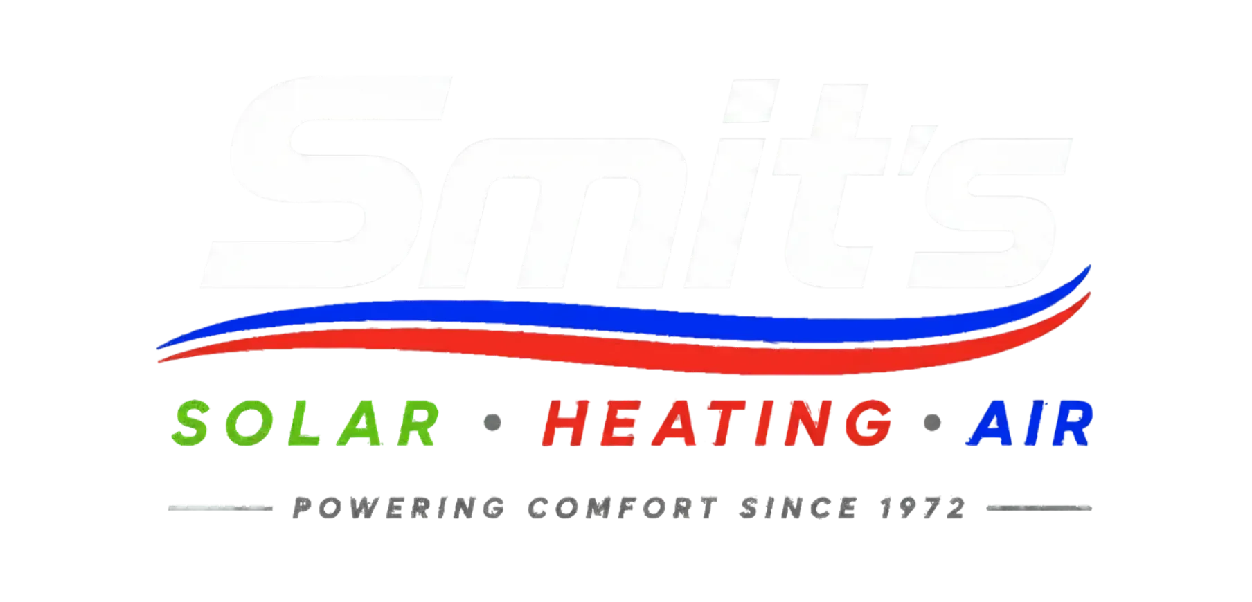 Solar Heating Air logo with red and blue swoosh and tagline “Powering Comfort Since 1972”