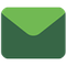 A green envelope icon on a white background.