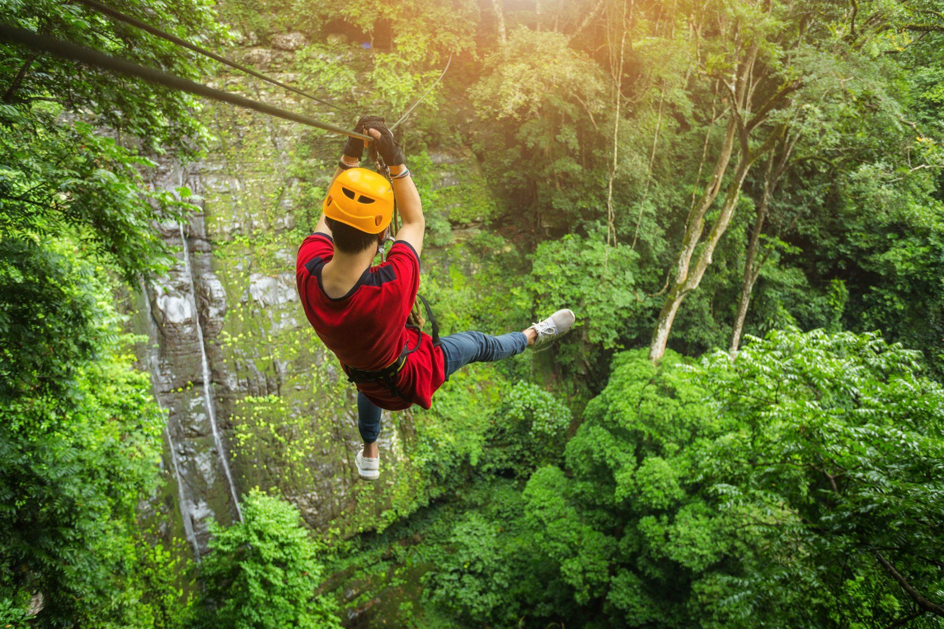 Man Doing Zip Line — Davis, OK — KV Mobile RV Park