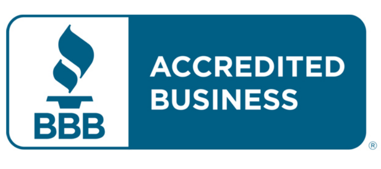 BBB Accredited Business logo with a torch icon and text.