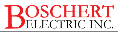 Boschert Electric Inc. logo in red and black, with a thin black line underneath.
