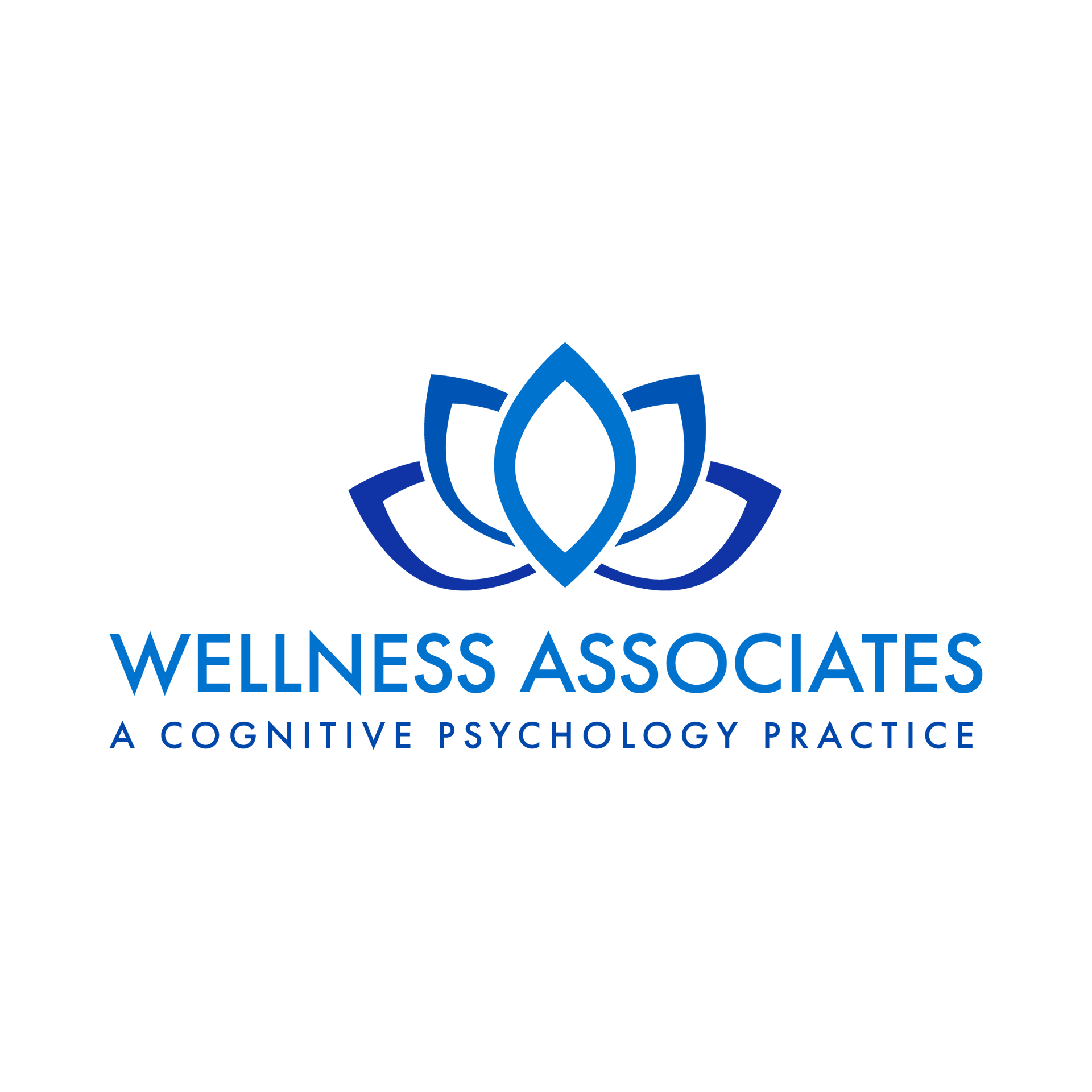 Wellness Associates Logo - Blue lotus Flower over words