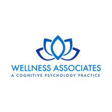 Wellness Associates Logo - Blue lotus Flower over words