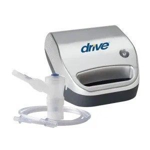 A drive nebulizer with a hose attached to it on a white background.
