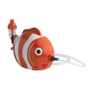 A fish shaped inhaler with a hose attached to it.