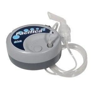 A pacifica 2 portable nebulizer with a hose attached to it.