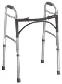 A close up of a walker on a white background.