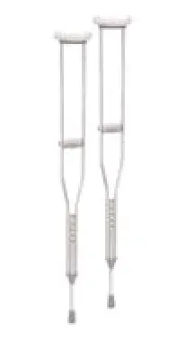 A pair of crutches on a white background.