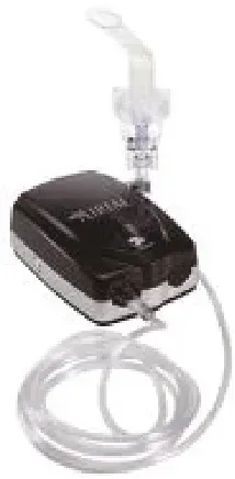 A black and white device with a hose attached to it.