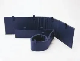 A group of blue plastic pieces sitting on top of each other on a white surface.