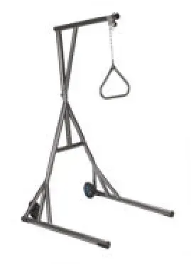 A metal pole with a rope hanging from it.