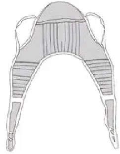 A drawing of a sling with handles on a white background.