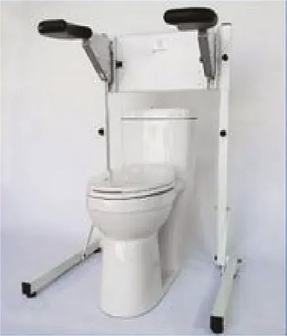 A toilet is sitting on top of a stand.