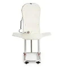 A white bathtub lift with a white seat on a white background.