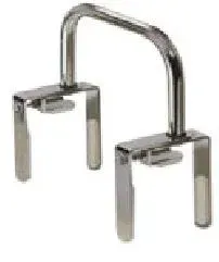 A pair of stainless steel handles on a white background.