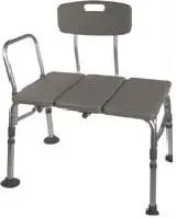 A bath bench with a handle and a back on a white background.