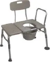A commode chair with a toilet attached to it.