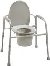 A commode chair with a walker attached to it.