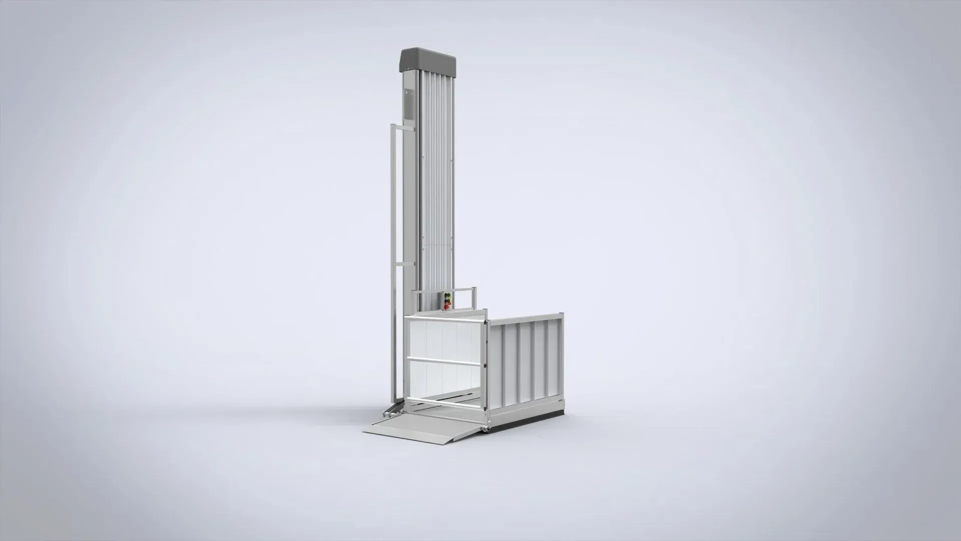 A 3d model of a lift on a white background.