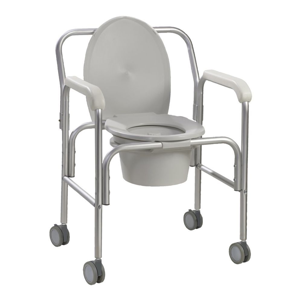 ALUMINUM COMMODE WITH WHEELS