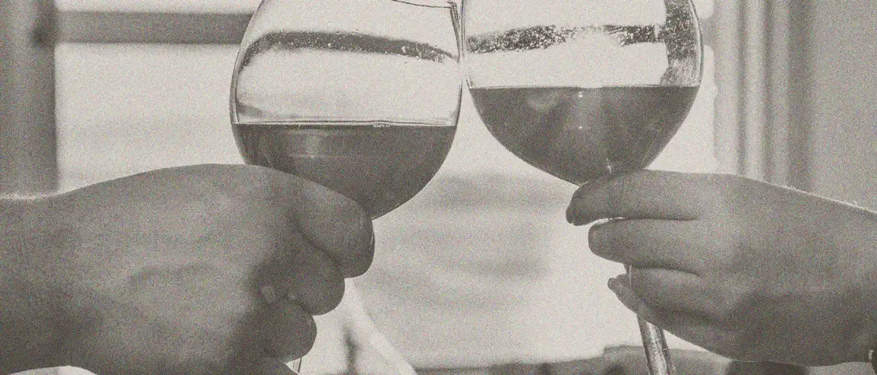 Man and woman toasting
