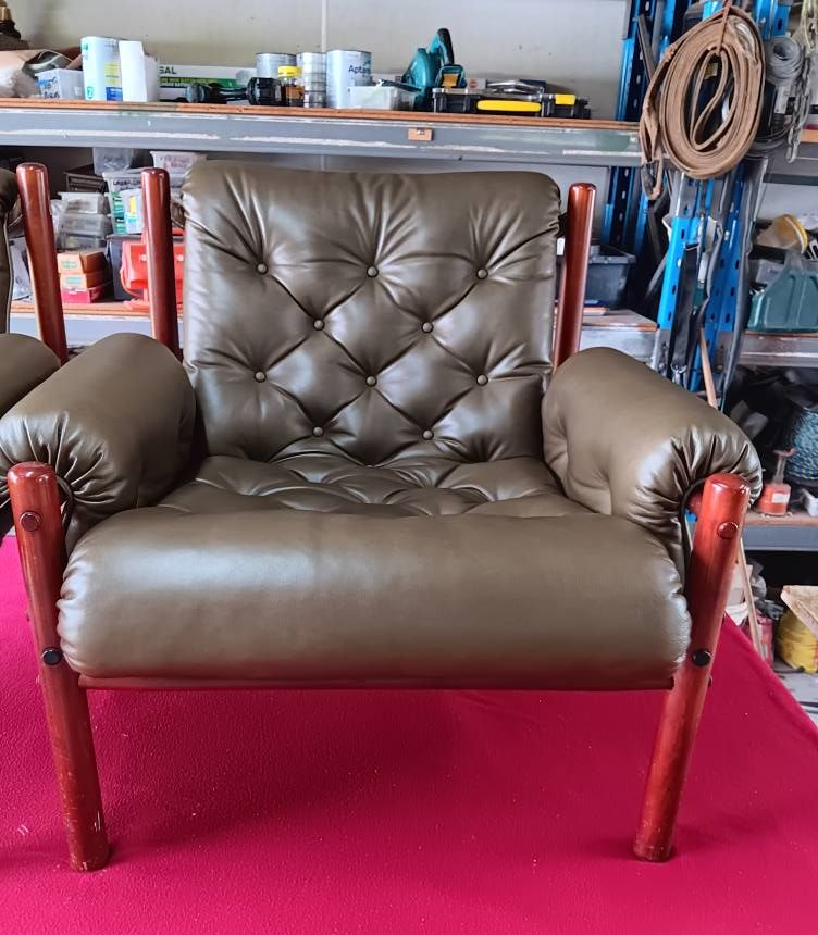 A Brown Leather Armchair, Scissors on a Work Surface — Cupitt's Quality Upholstery in Rous, NSW