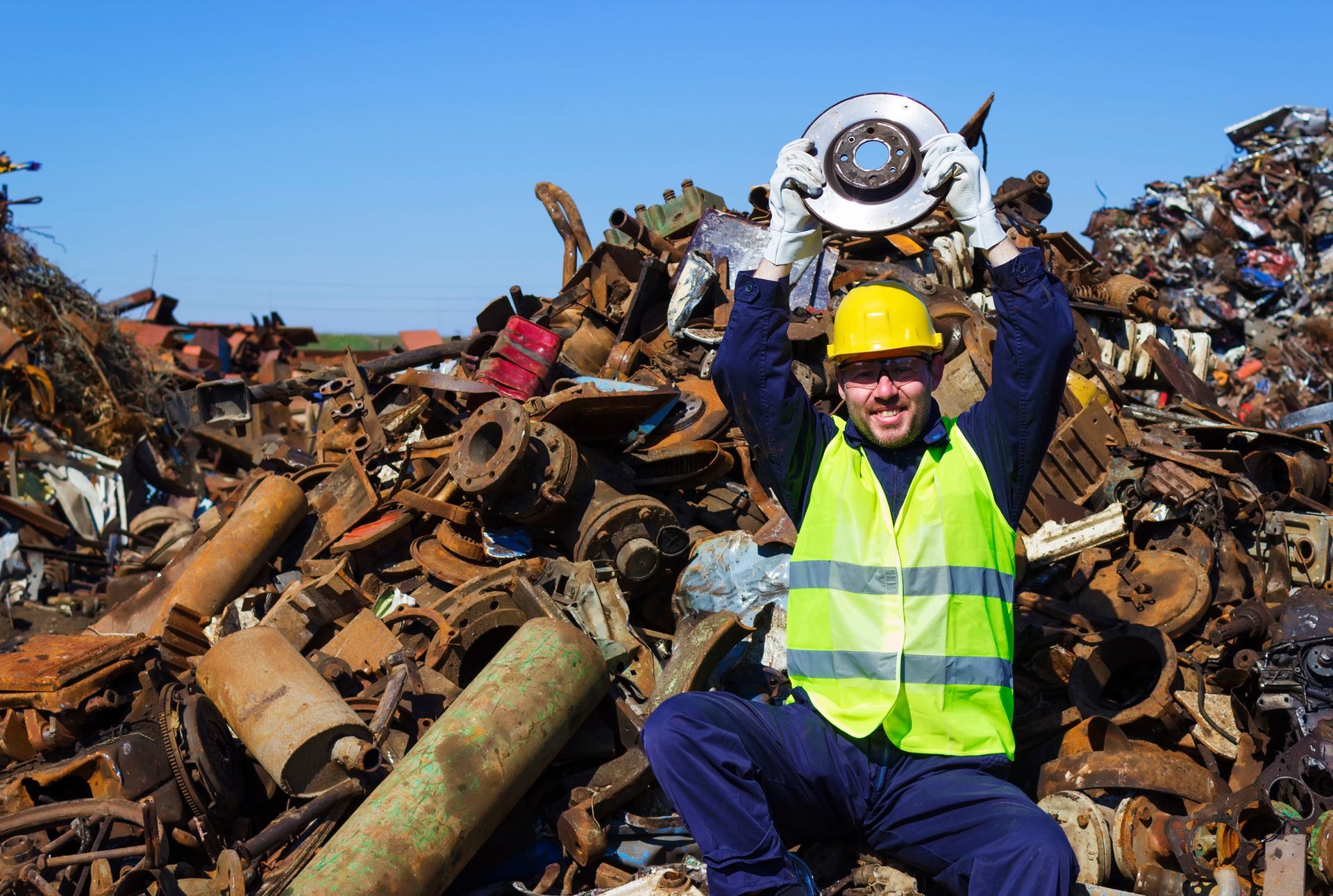 A worker examines materials at Beartown Recycling LLC’s plant, providing expert steel recycling services in Lancaster, PA