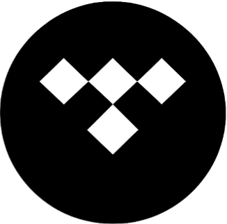 Tidal music streaming service logo: white diamond shapes within a black circle.
