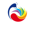 Logo EFFEGI con un vortice astratto colorato e lo slogan “e tutto si colora”