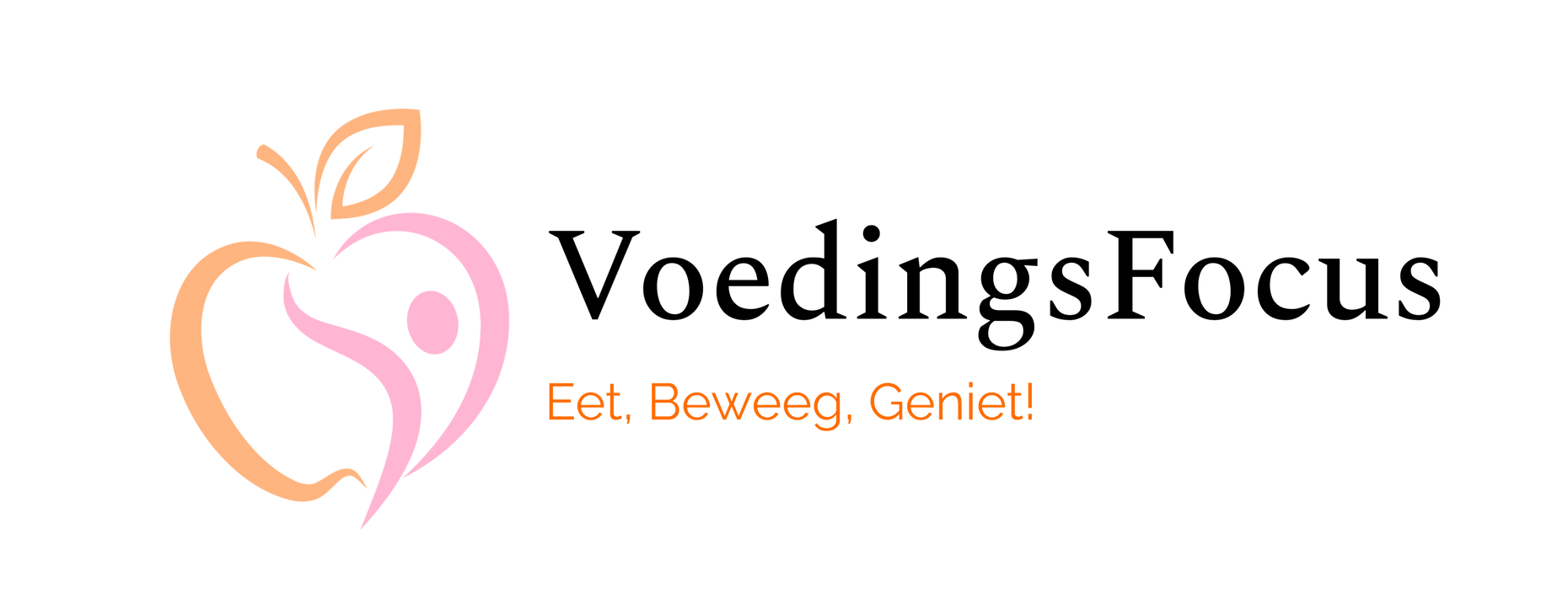 VoedingsFocus logo with stylized heart in orange and pink, with tagline “Erg. Bewust. Gezond!”