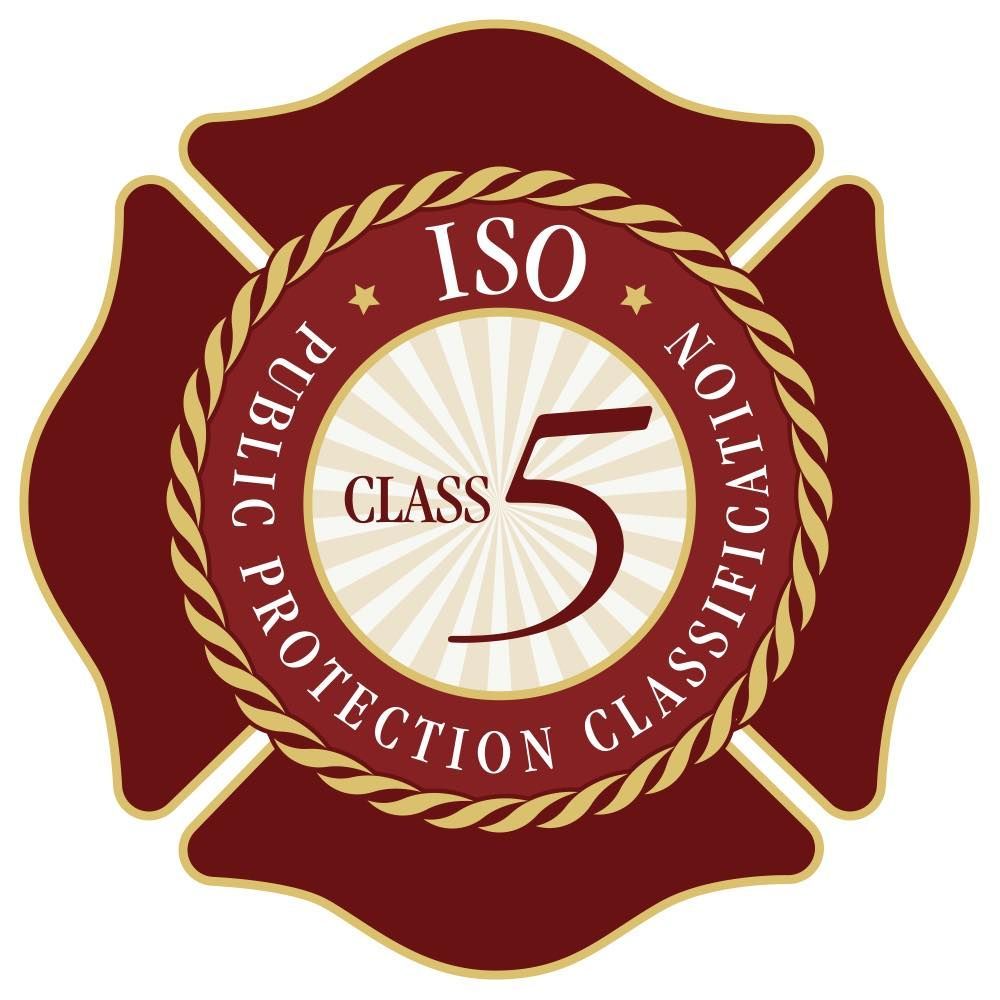 A red fire emblem that says iso public protection class 5