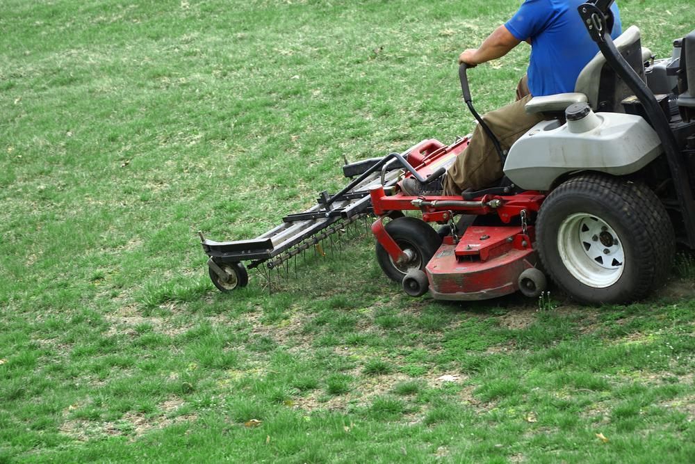 A Man is Riding a Lawn Mower on a Lush Green Lawn — 4WD Slashing & Large Area Mowing In Evans Head, NSW