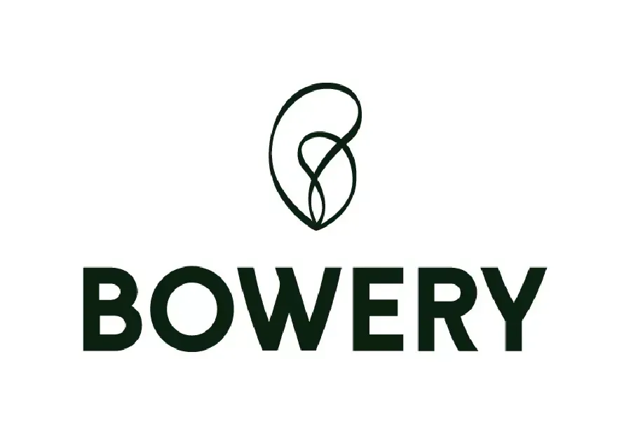 Bowery logo with a stylized green onion icon above the word “BOWERY” in bold black text