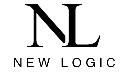 Black NL logo with the words “NEW LOGIC” below in spaced black lettering.