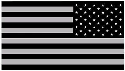 A black and gray american flag with white stars on a white background.