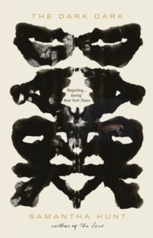 Book cover with black symmetrical inkblot art on a cream background, titled “The Dark Dark” by Samantha Hunt